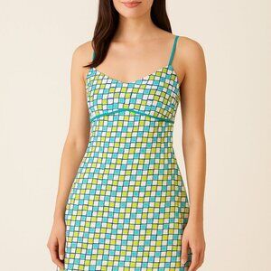 Lusana Organic Cotton Geometric Mini Dress Size Small Sample NWOT